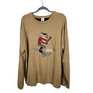 Men's Skinny Skiing Santa Sweater in tan Size 2XL‎